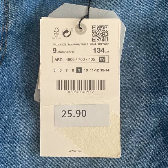 Zara Jeans NWT Girls, Sz 9 - Picture 12 of 13